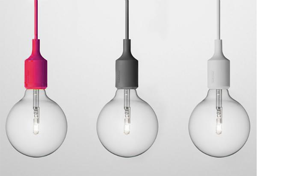 SALE! E27, white. dark-grey and red hanging lamps w. halogen bulbs by Matthias Ståhlbom / Muuto